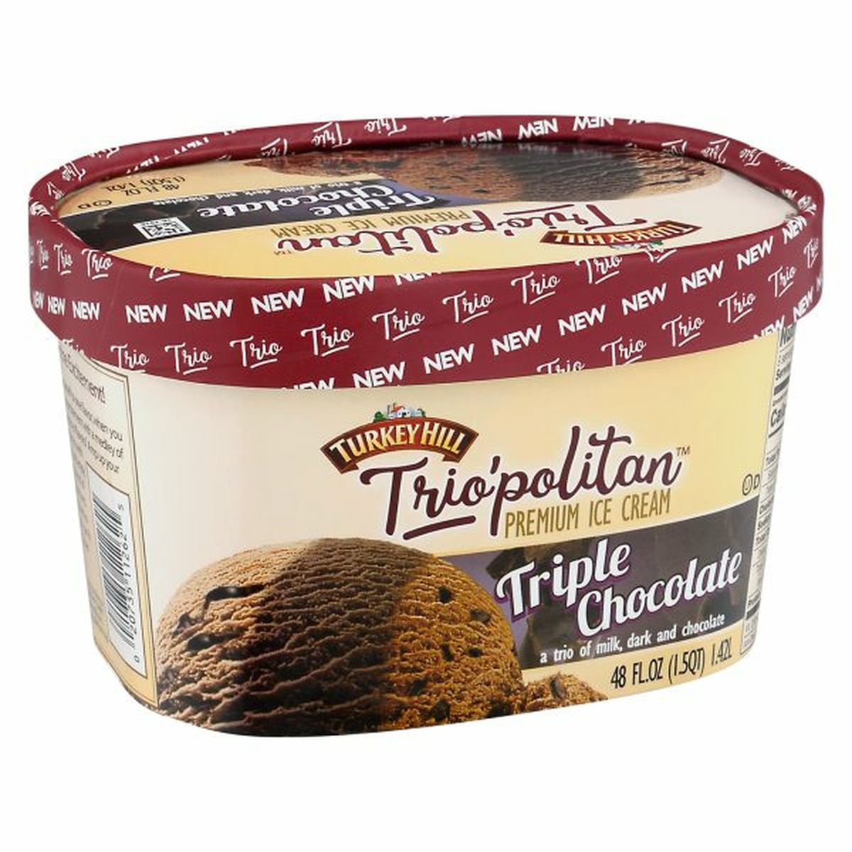 Calories in Turkey Hill Trio'politan Ice Cream, Premium, Triple Chocolate
