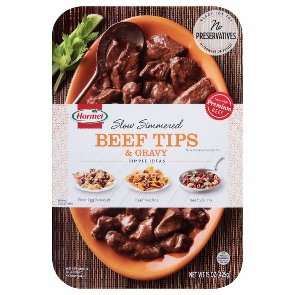 Calories in Hormel Beef Tips & Gravy, Slow Simmered