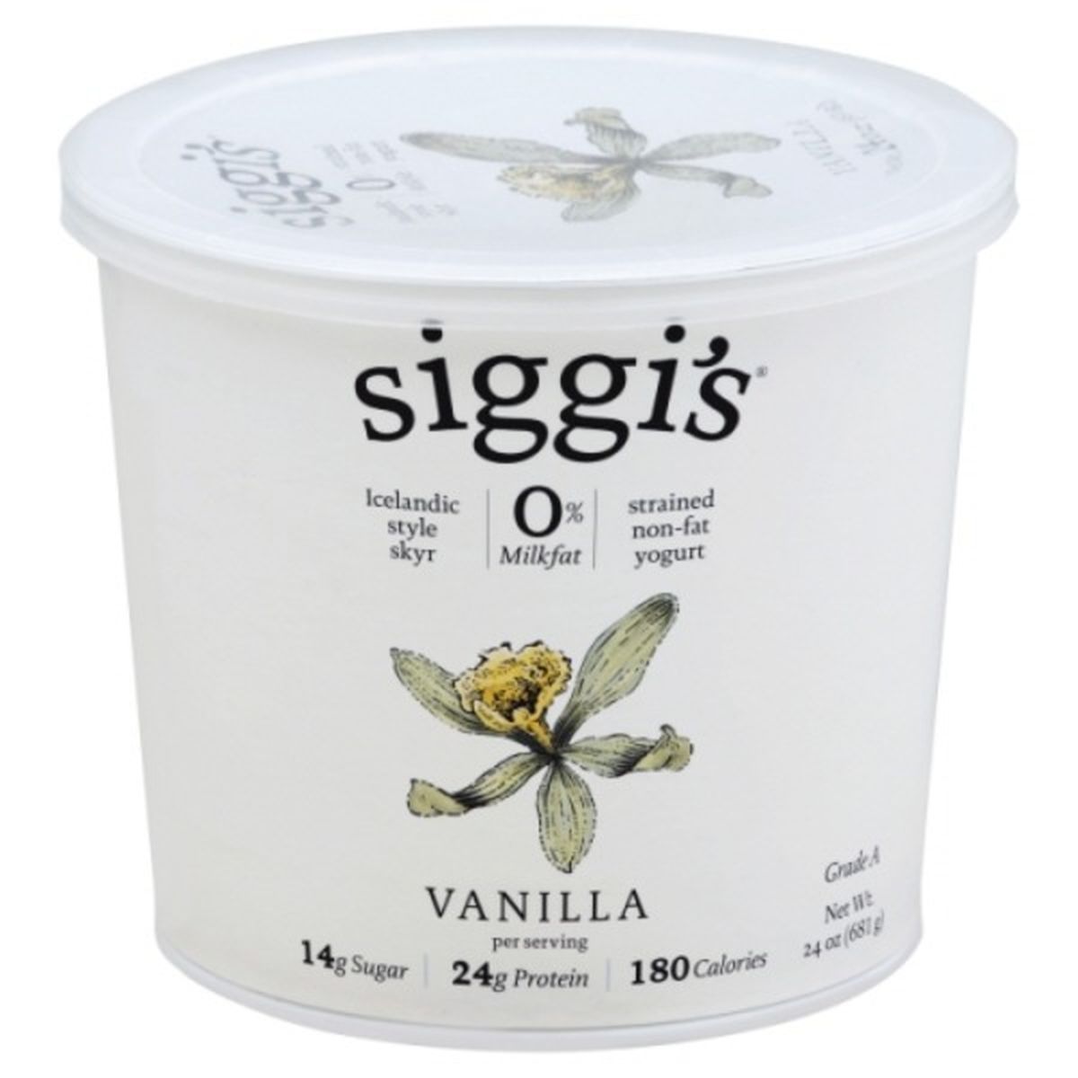 Calories in Siggi's Yogurt, Non-Fat, Icelandic Style Skyr, Strained, Vanilla