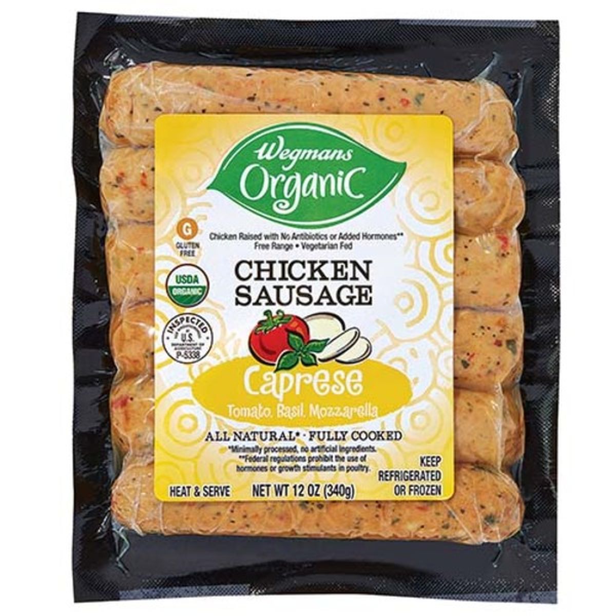 Calories in Wegmans Organic Caprese Chicken Sausage