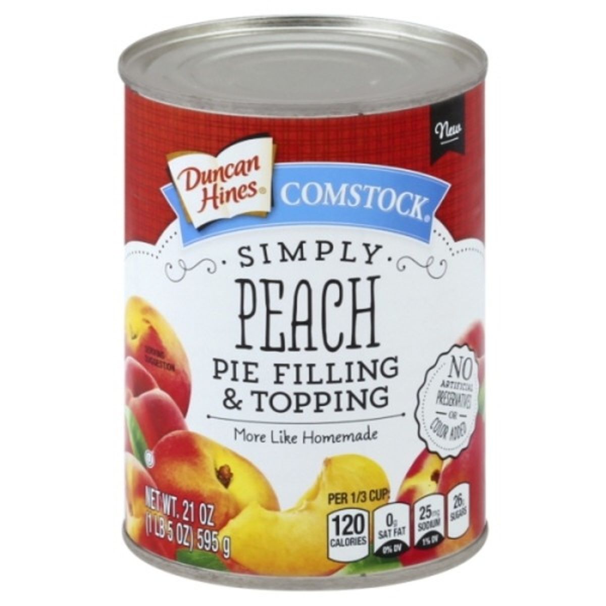Calories in Duncan Hines Comstock Comstock Pie Filling & Topping, Simply Peach