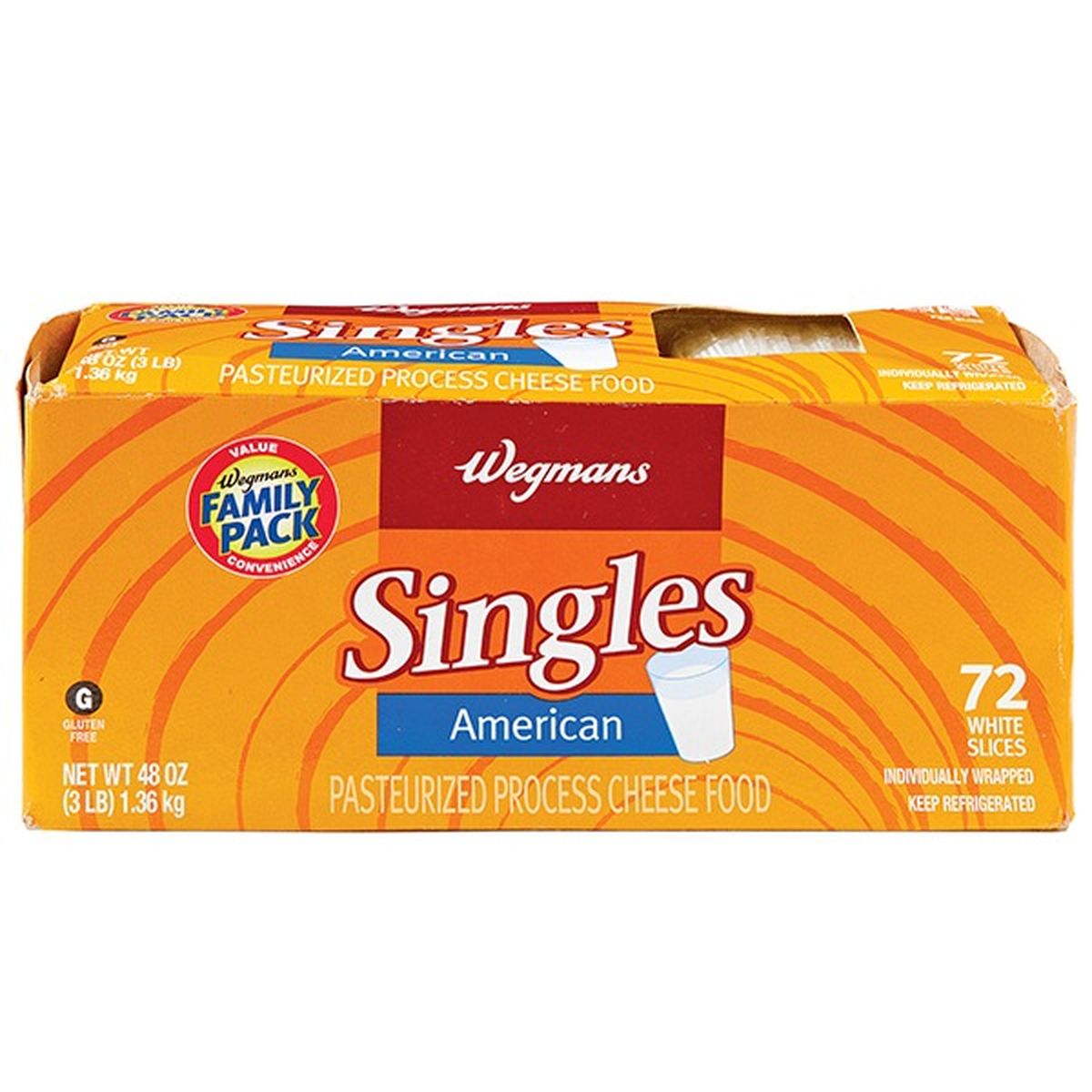 Calories in Wegmans Cheese, Singles, American, White, 72 Slices, FAMILY PACK