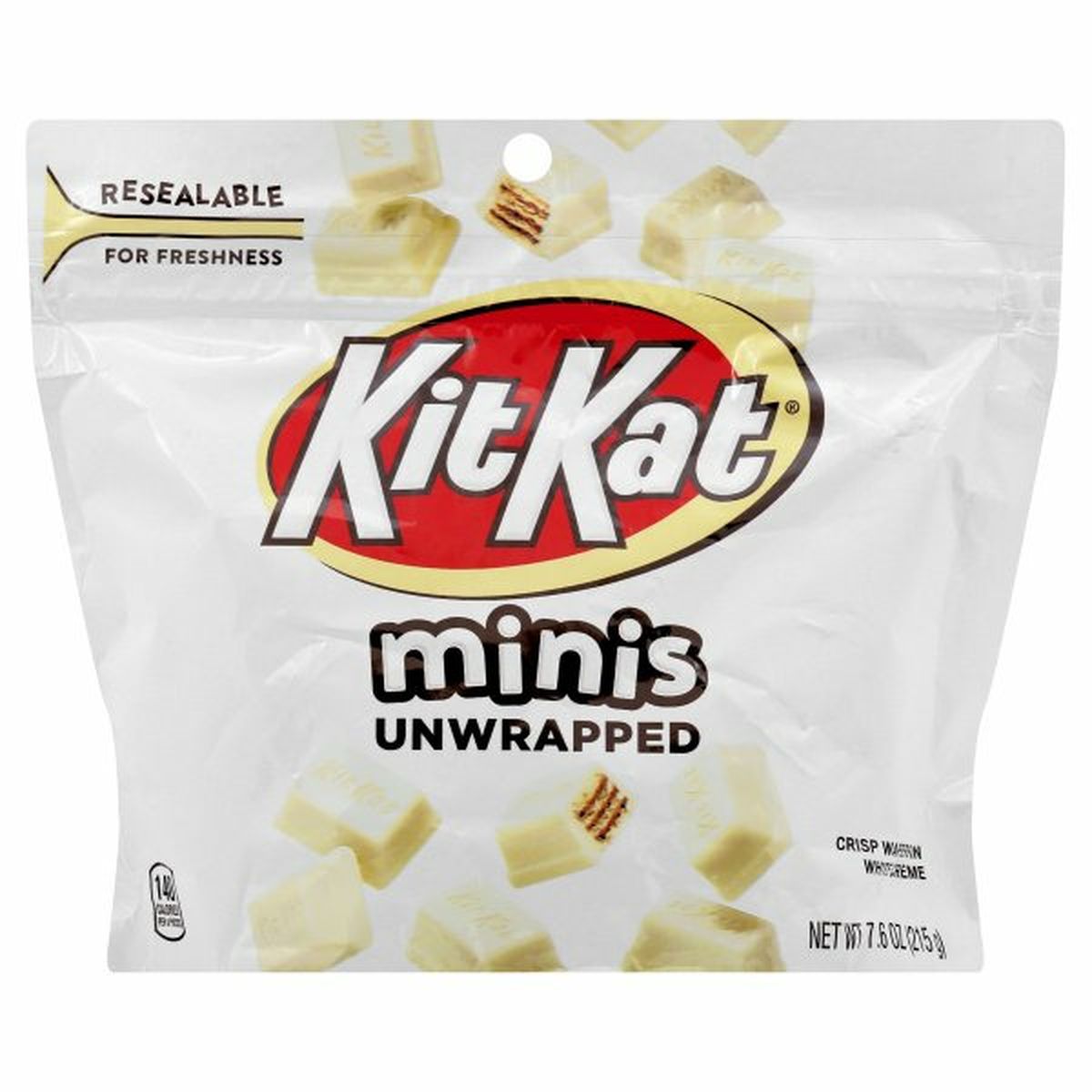 Calories in Kit Kat Wafer, in White Creme, Unwrapped, Minis