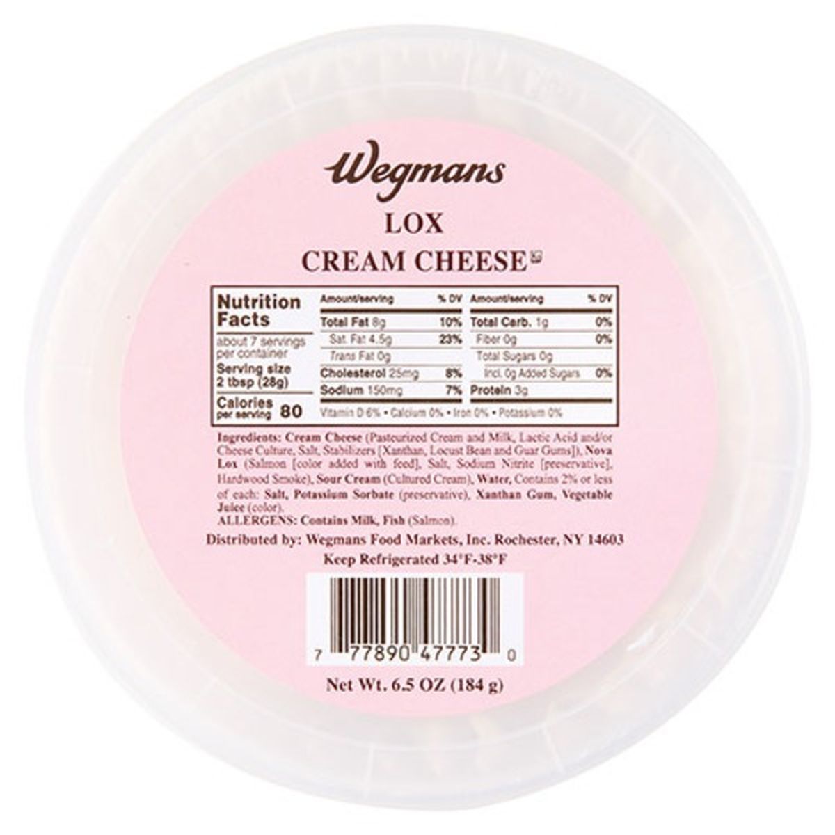 Calories in Wegmans Lox Cream Cheese