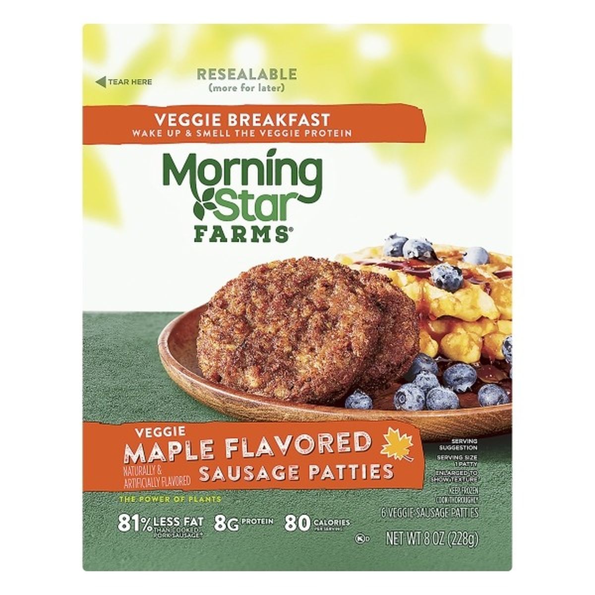 Calories in Morning Star Farms Sausage Patties, Veggie Maple Flavored