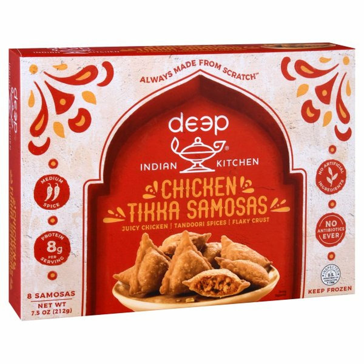 Calories in Deep Indian Kitchen Chicken Tikka Samosas, Medium Spice