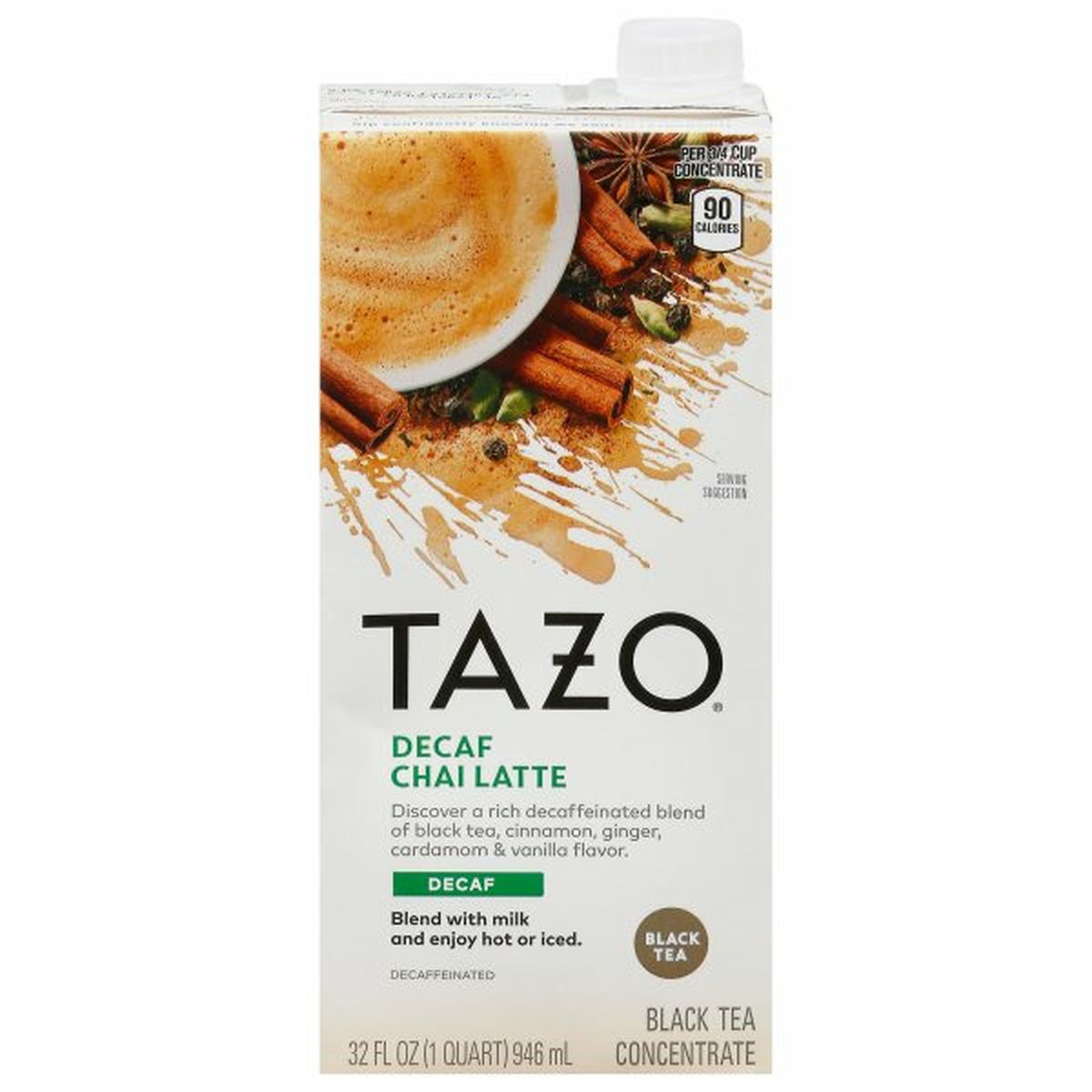 Calories in Tazo Tea Black Tea Concentrate, Decaf, Chai Latte