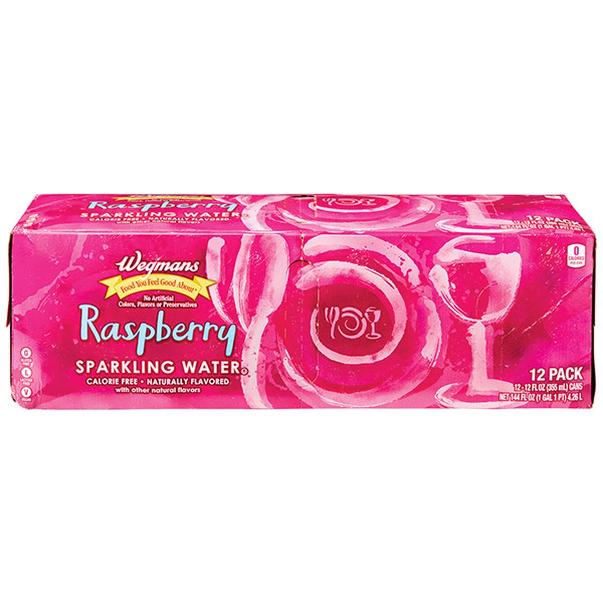 Calories in Wegmans Sparkling Water Raspberry, 12 Pack Cans