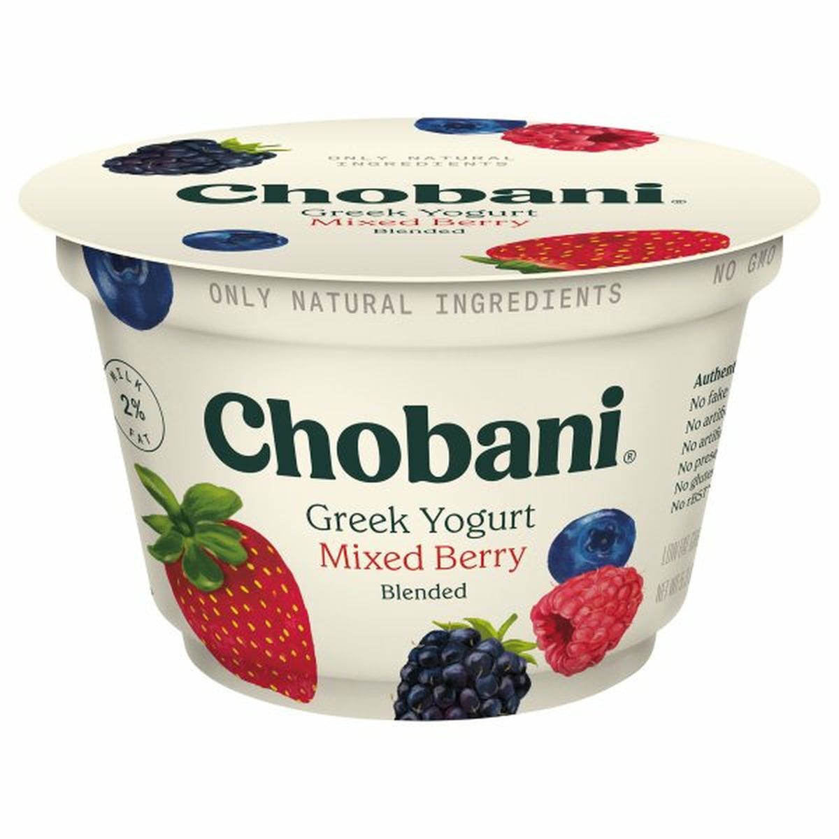 Calories in Chobani Yogurt, Greek, Low-Fat, Mixed Berry, Blended