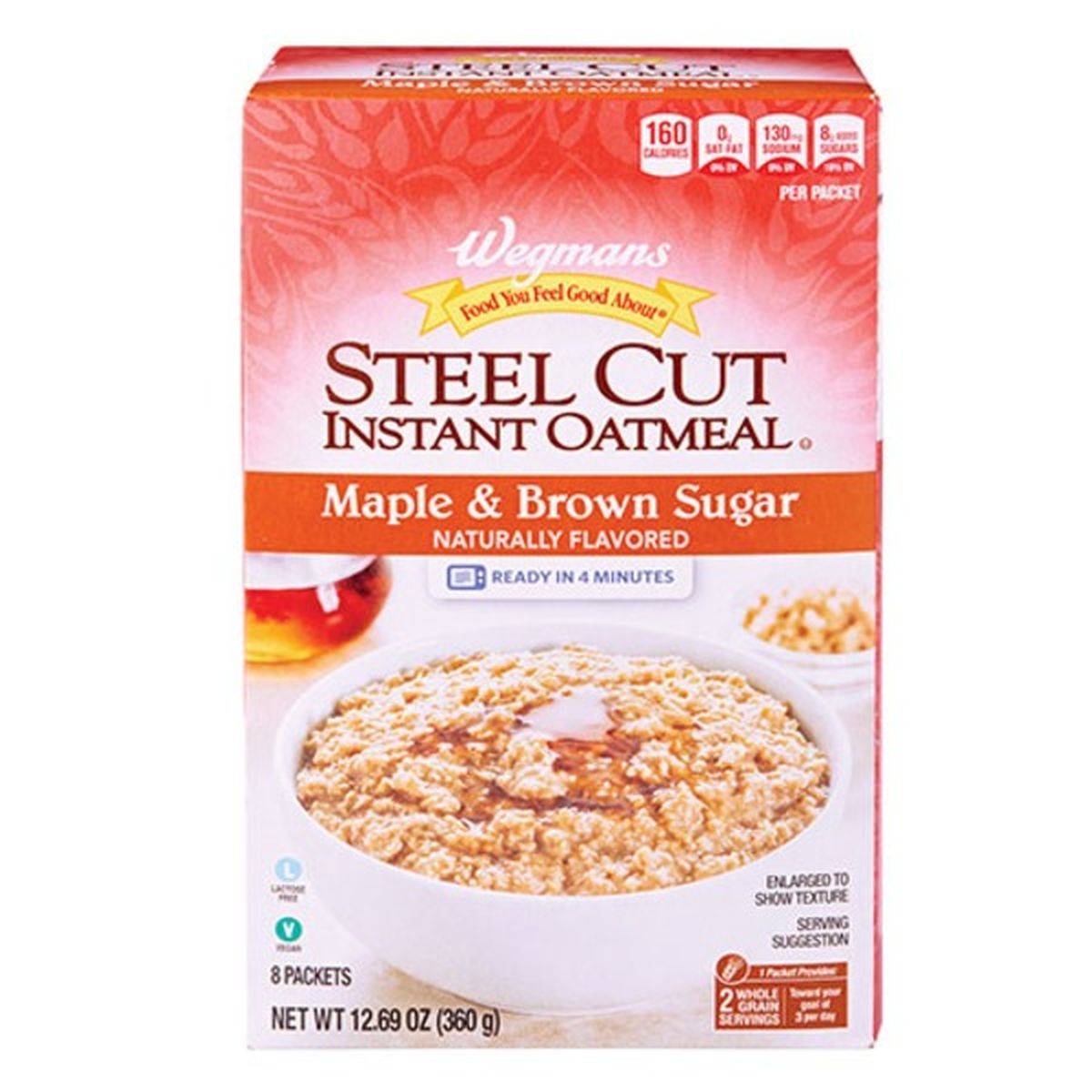 Calories in Wegmans Maple & Brown Sugar Steel Cut Instant Oatmeal, 8 Packets