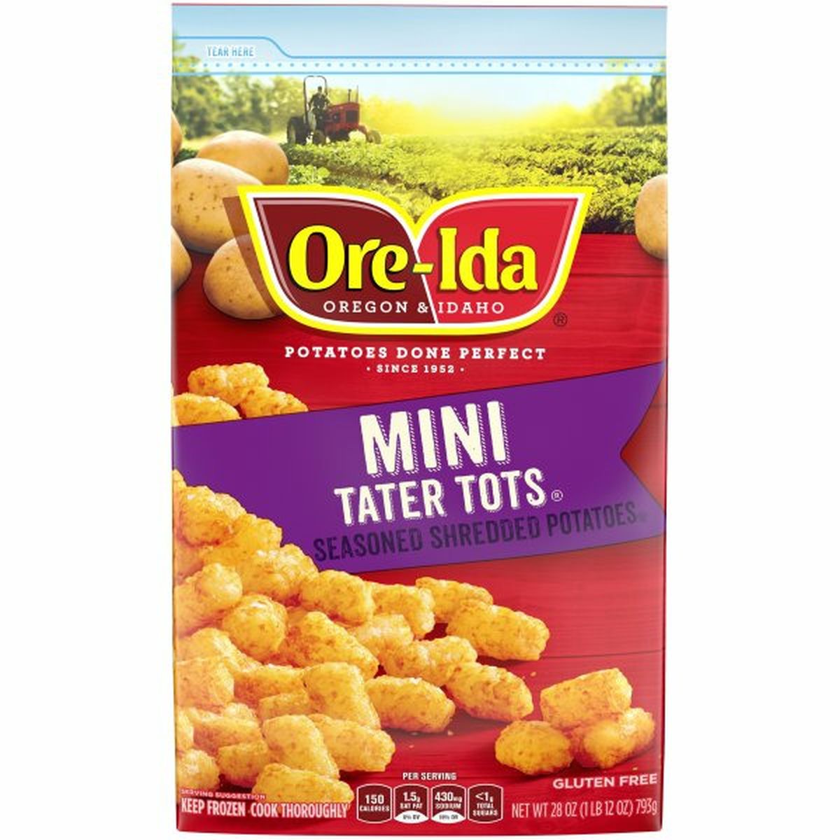 Calories in Ore-Ida Mini Tater Tots Seasoned, Shredded Potatoes
