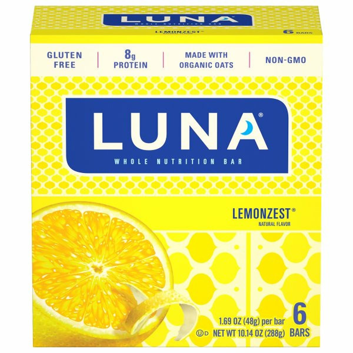 Calories in Luna Whole Nutrition Bar, Lemonzest