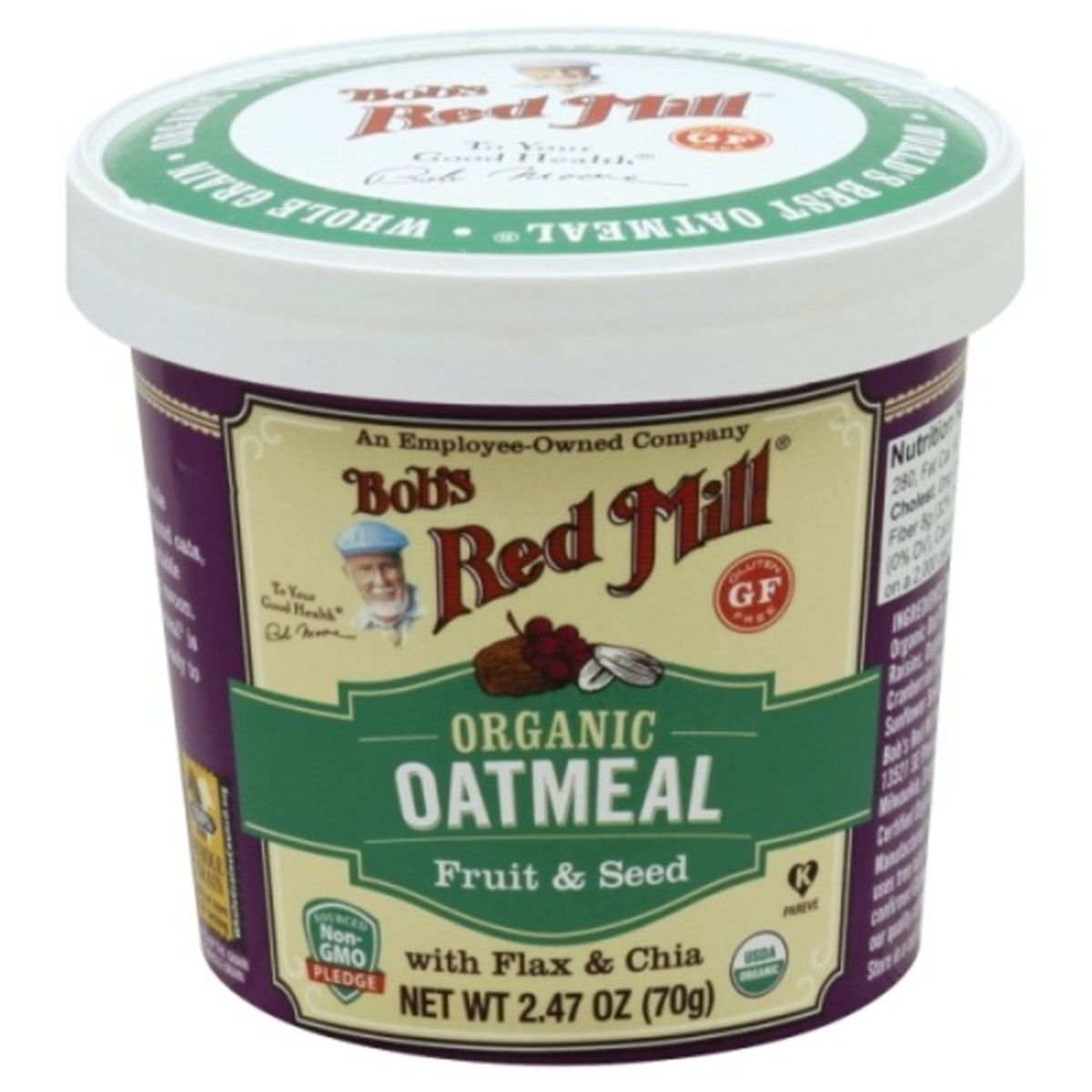 Calories in Bob's Red Mill Oatmeal, Organic, Fruit & Seed