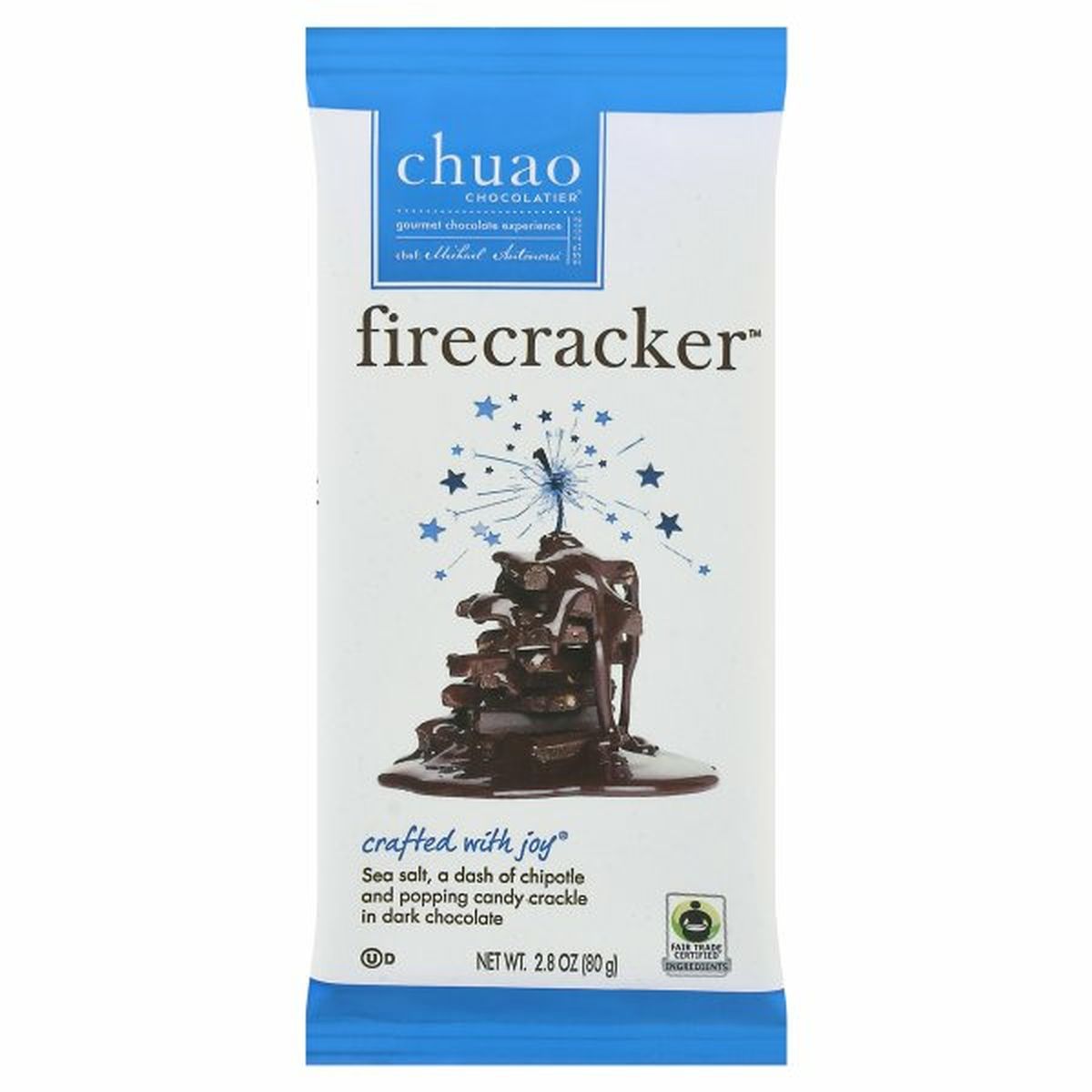 Calories in Chuao Chocolatier Dark Chocolate Bar, Firecracker