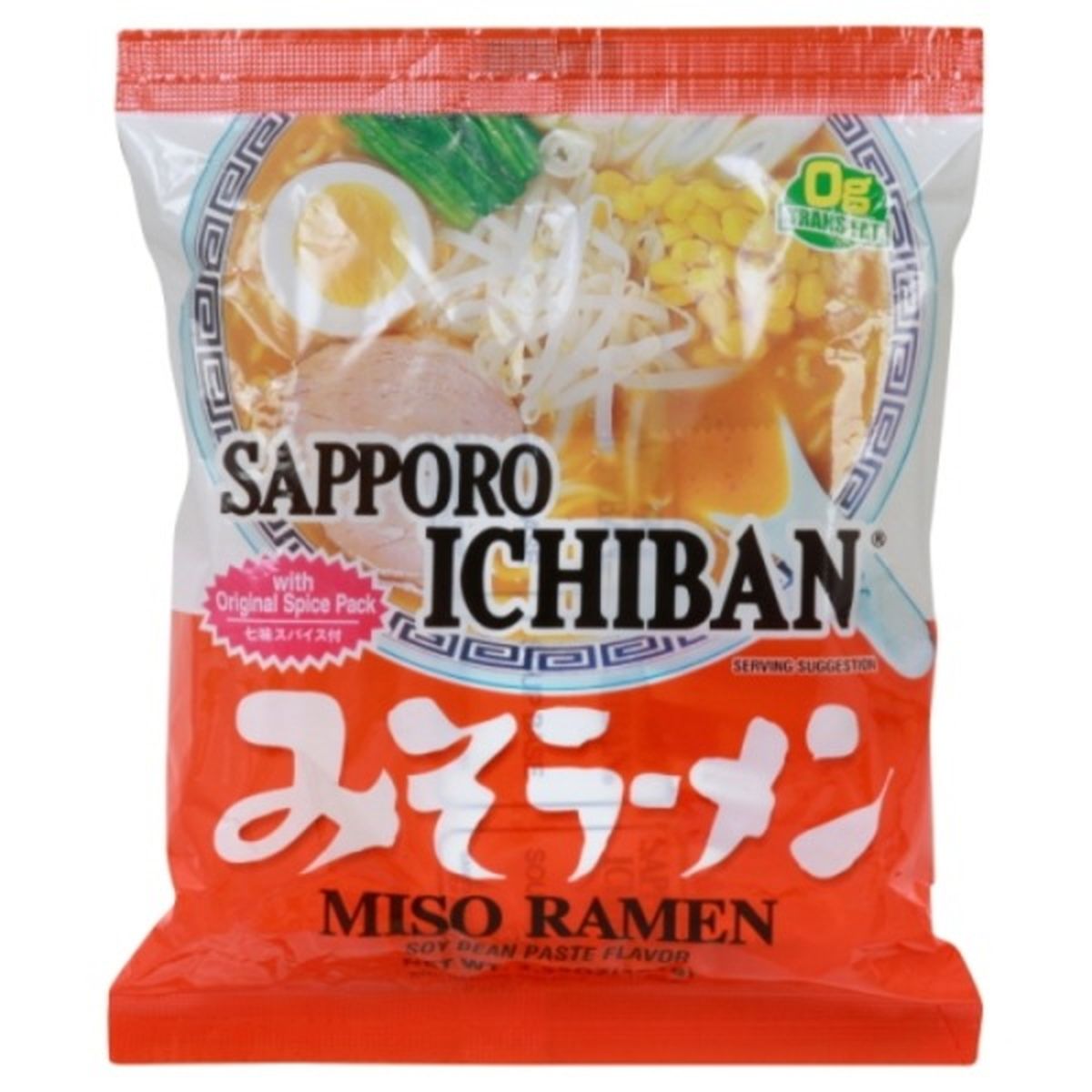 Calories in Sapporo Ichiban Miso Ramen, Soy Bean Paste Flavor