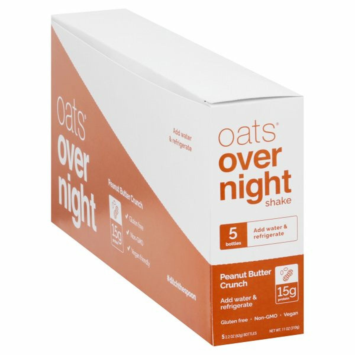 Calories in Oats Overnight Shake, Peanut Butter Crunch, 5 Pack