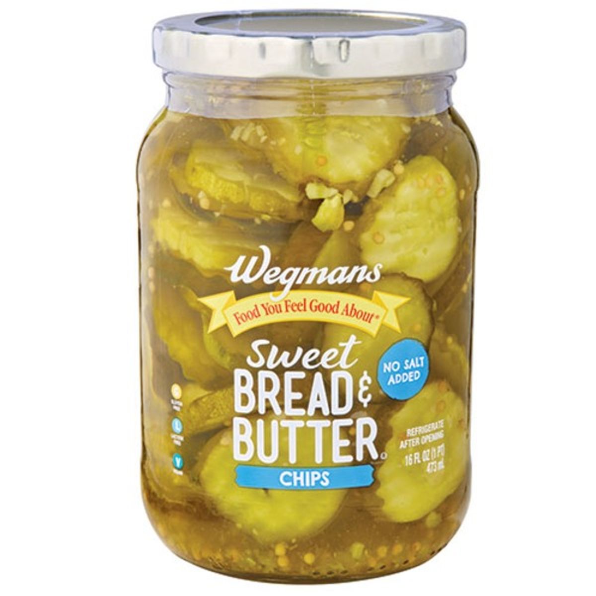 Calories in Wegmans No Salt Added Bread & Butter Pickle Chips