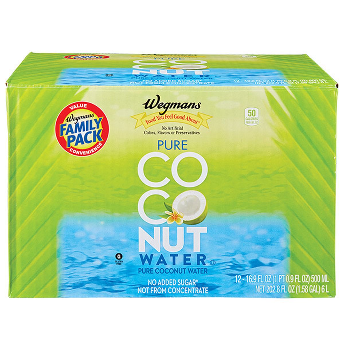 Calories in Wegmans Pure Coconut Water, FAMILY PACK