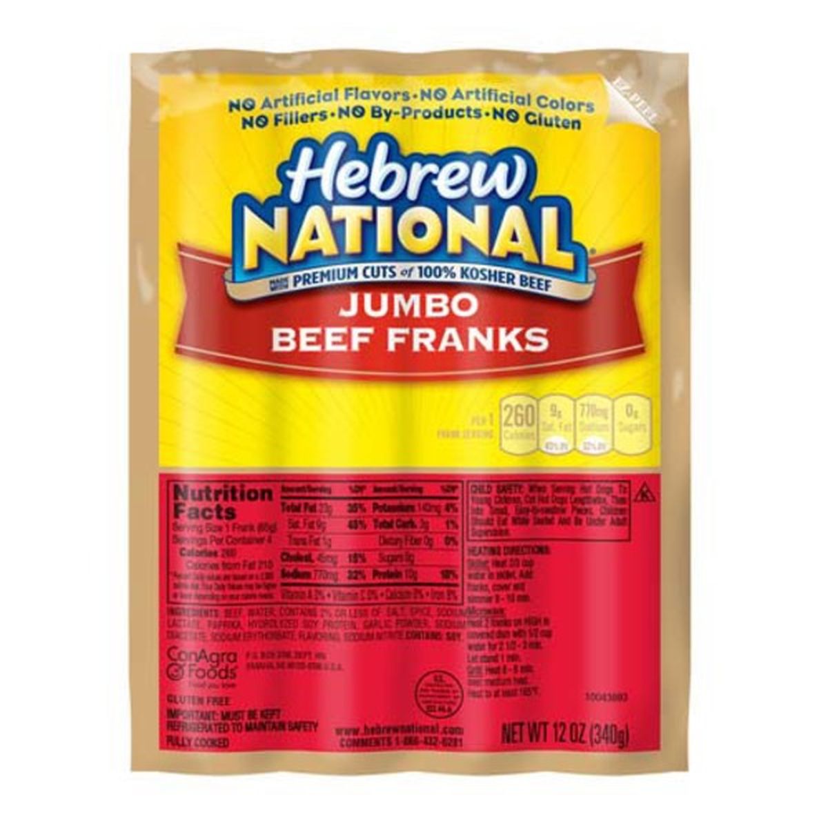 Calories in Hebrew National Jumbo Beef Franks