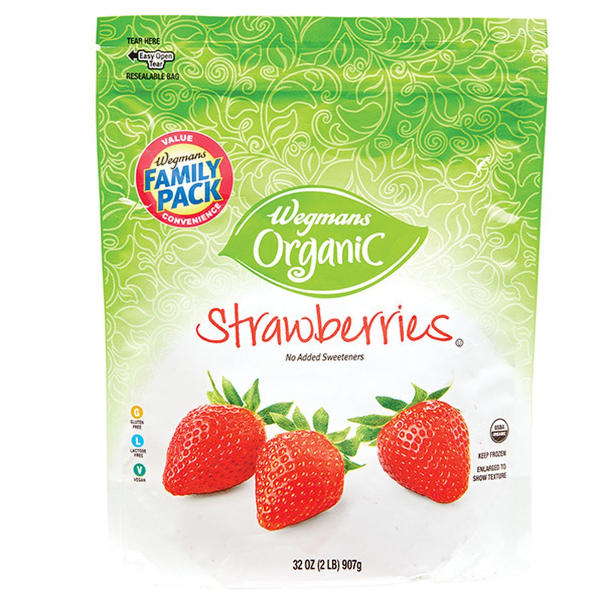 Calories in Wegmans Organic Frozen Strawberries, FAMILY PACK
