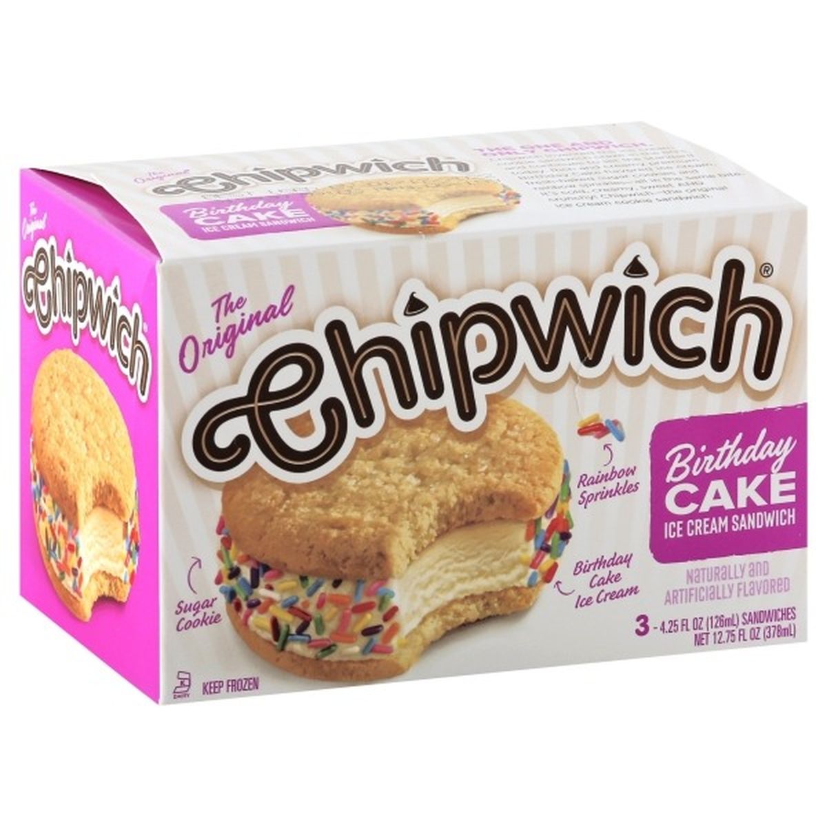 Calories in Chipwich Ice Cream Sandwich, Birthday Cake