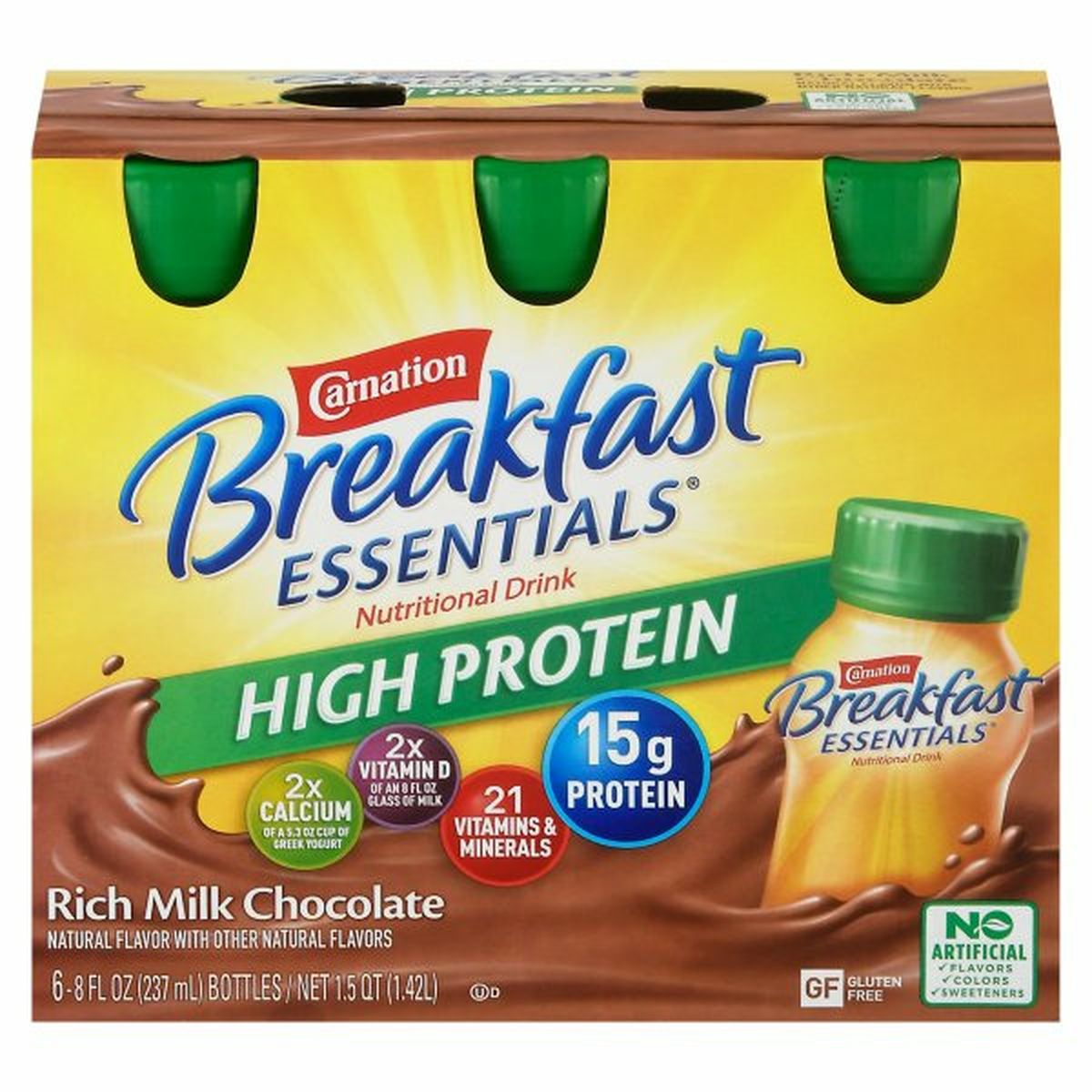 Calories in Carnation Breakfast Essentials Breakfast Essentials Nutritional Drink, High Protein, Rich Milk Chocolate, 6 Pack