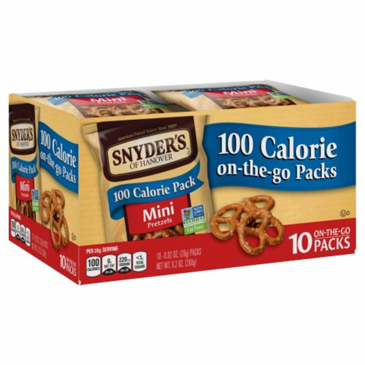 Calories in Snyder's of Hanovers Pretzels, 100 Calorie, Mini, On-the-Go Packs