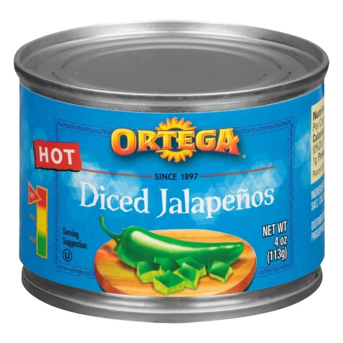 Calories in Ortega Diced Jalapenos, Hot