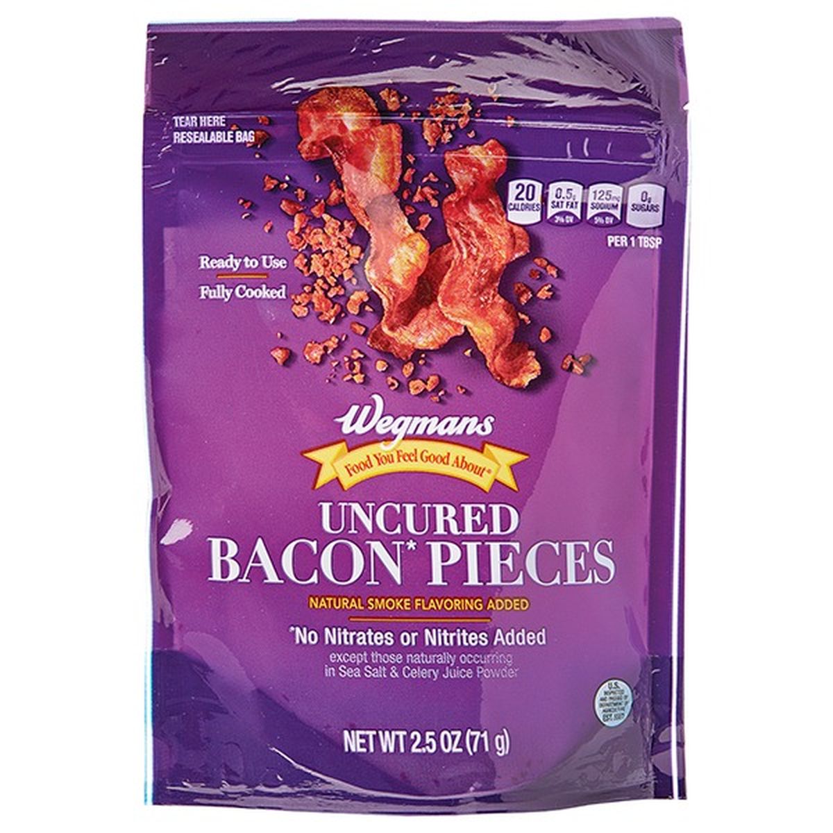 Calories in Wegmans Bacon* Pieces, Uncured