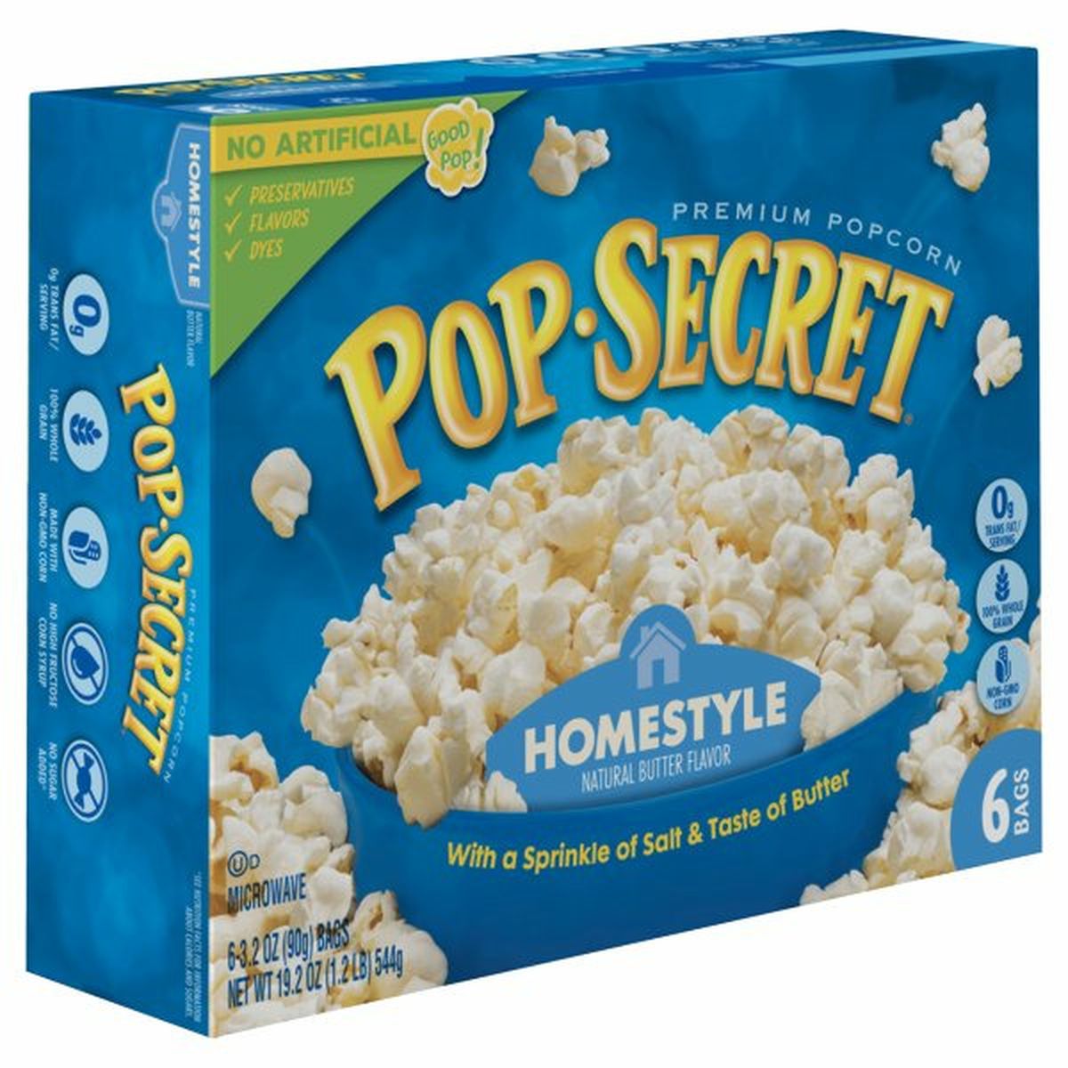 Calories in Pop Secret Popcorn, Premium, Homestyle, Natural Butter Flavor