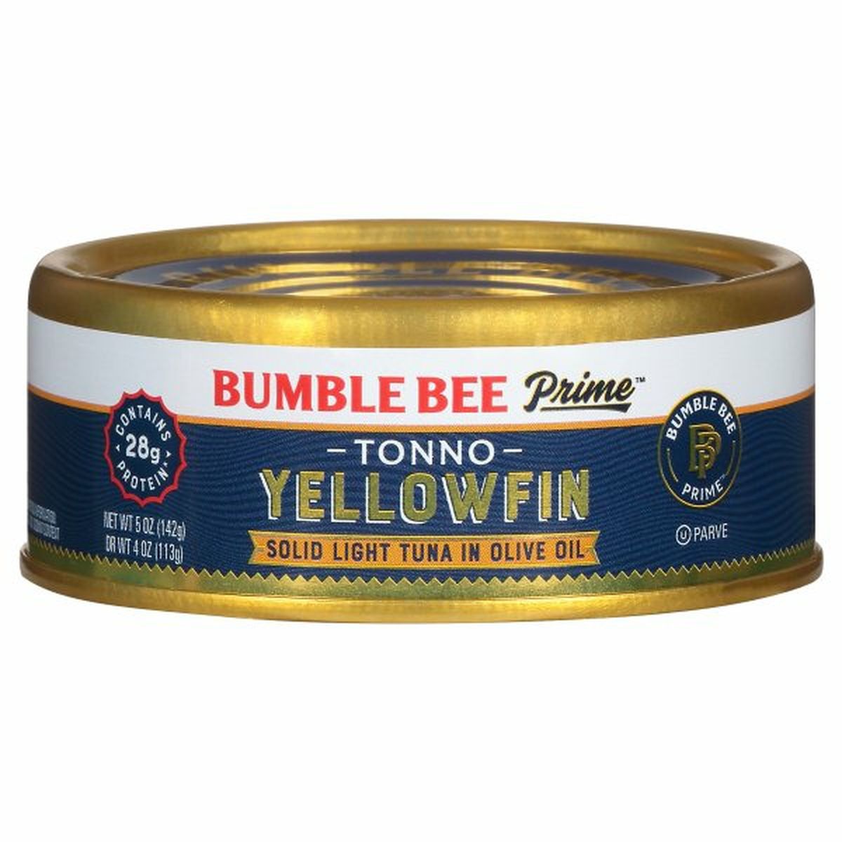 Calories in Bumble Bee Prime Tuna in Olive Oil, Solid Light, Yellowfin
