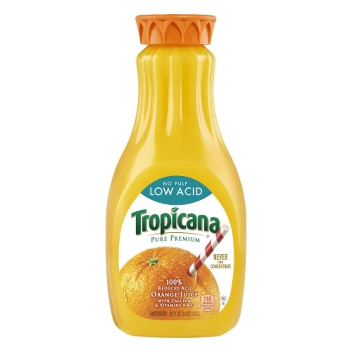 Calories in Tropicana 100% Juice, Low Acid, Orange, No Pulp