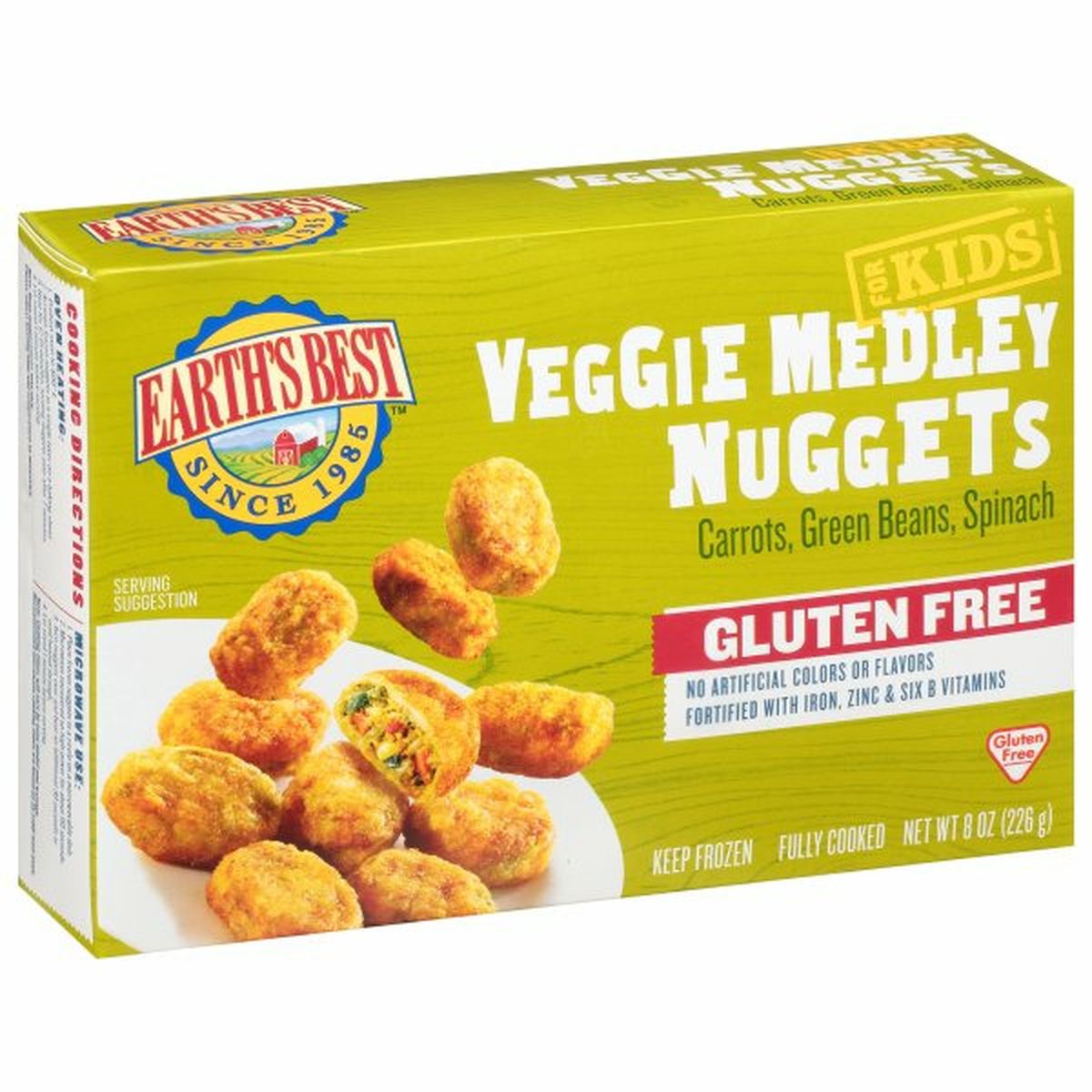 Calories in Earth's Best Nuggets, Gluten Free, Veggie Medley, for Kids