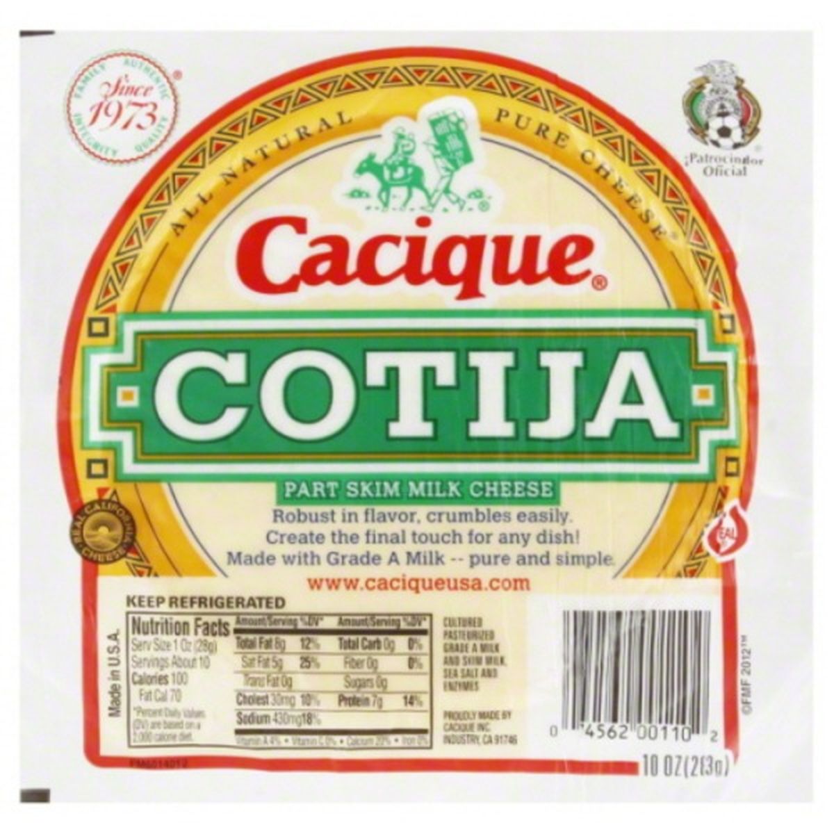 Calories in Cacique Cotija