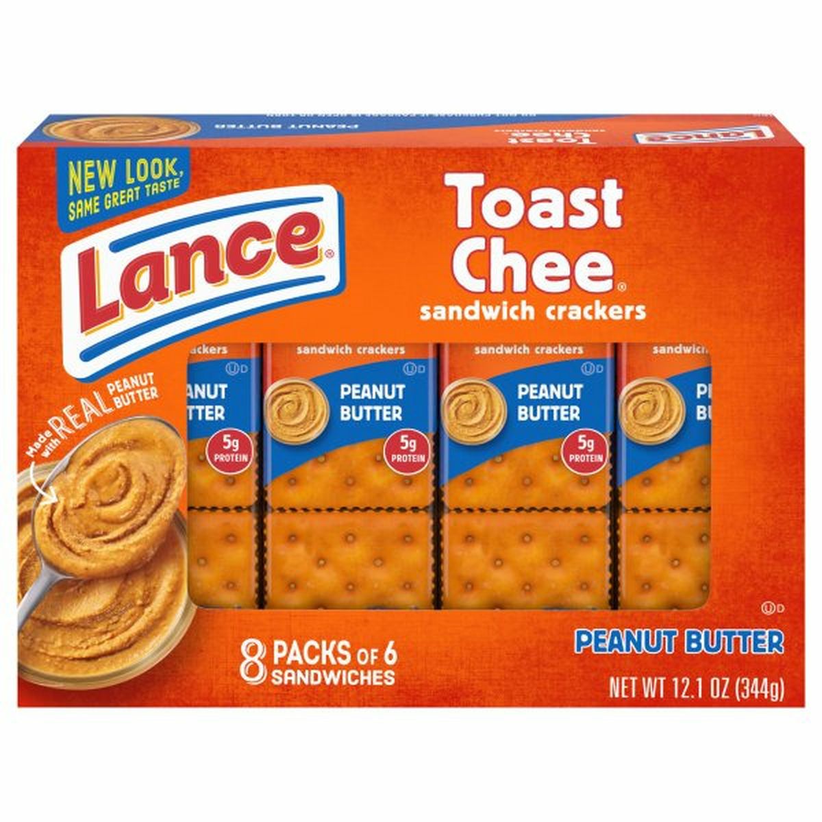 Calories in Lances Toast Chee Sandwich Crackers, Peanut Butter, 8 Packs