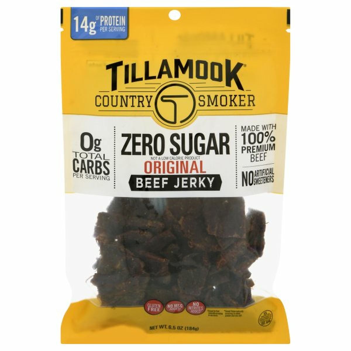 Calories in Tillamook Country Smoker Beef Jerky, Zero Sugar, Original