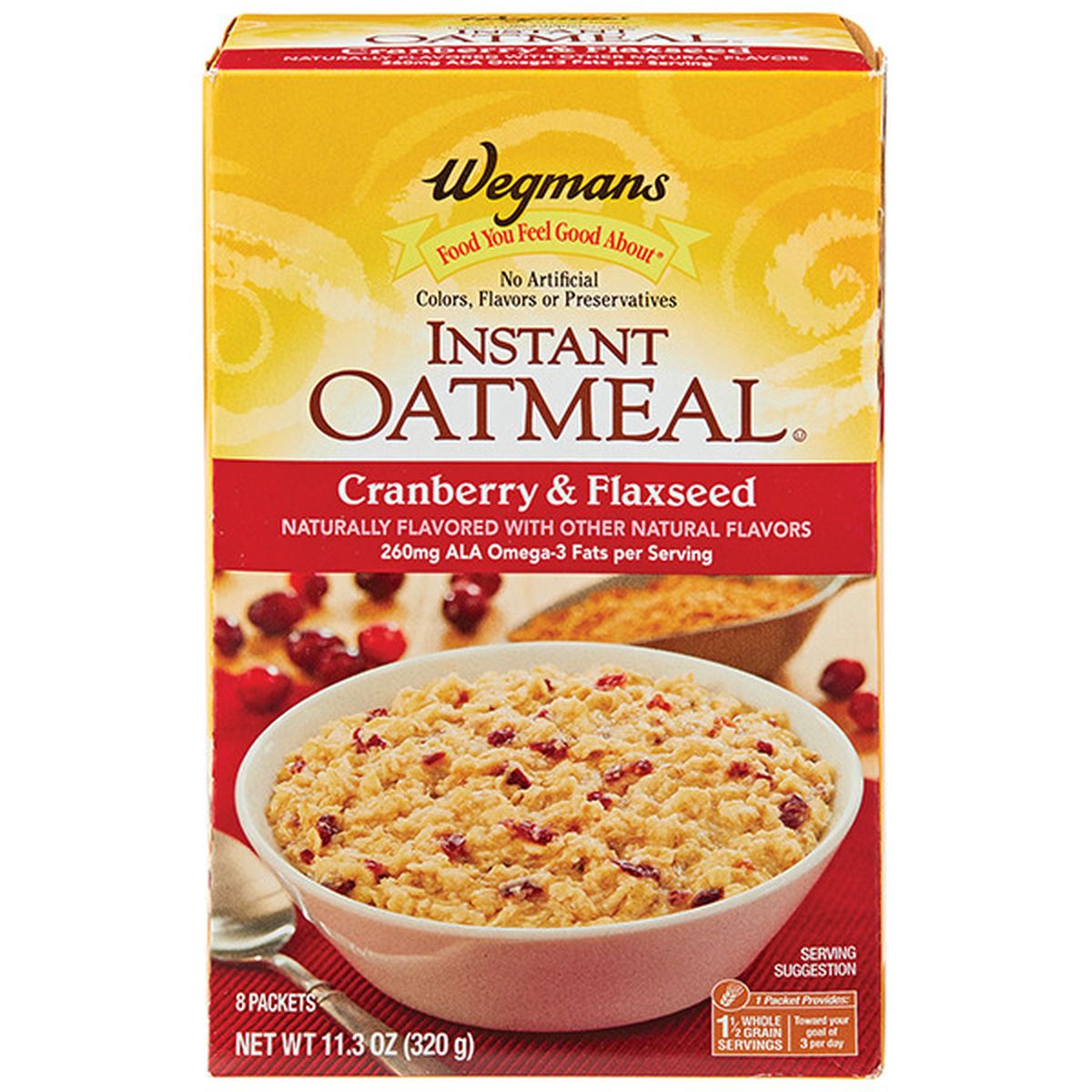 Calories in Wegmans Cranberry & Flaxseed Instant Oatmeal, 8 Packets