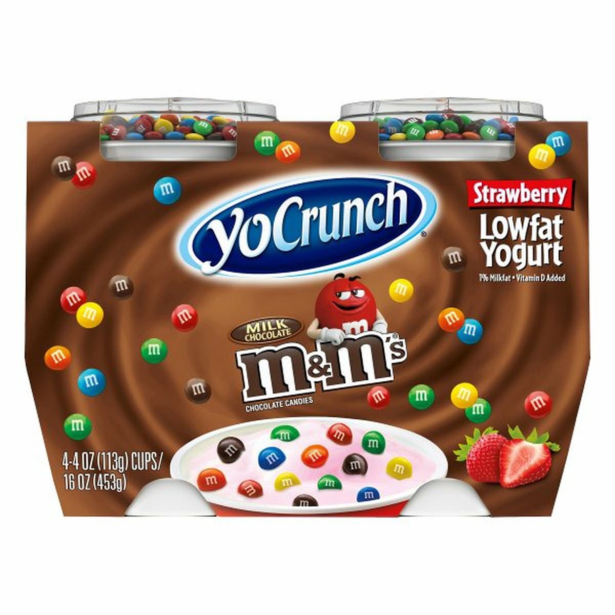 Calories in YoCrunch Yogurt, Lowfat, Strawberry, M&M's Milk Chocolate