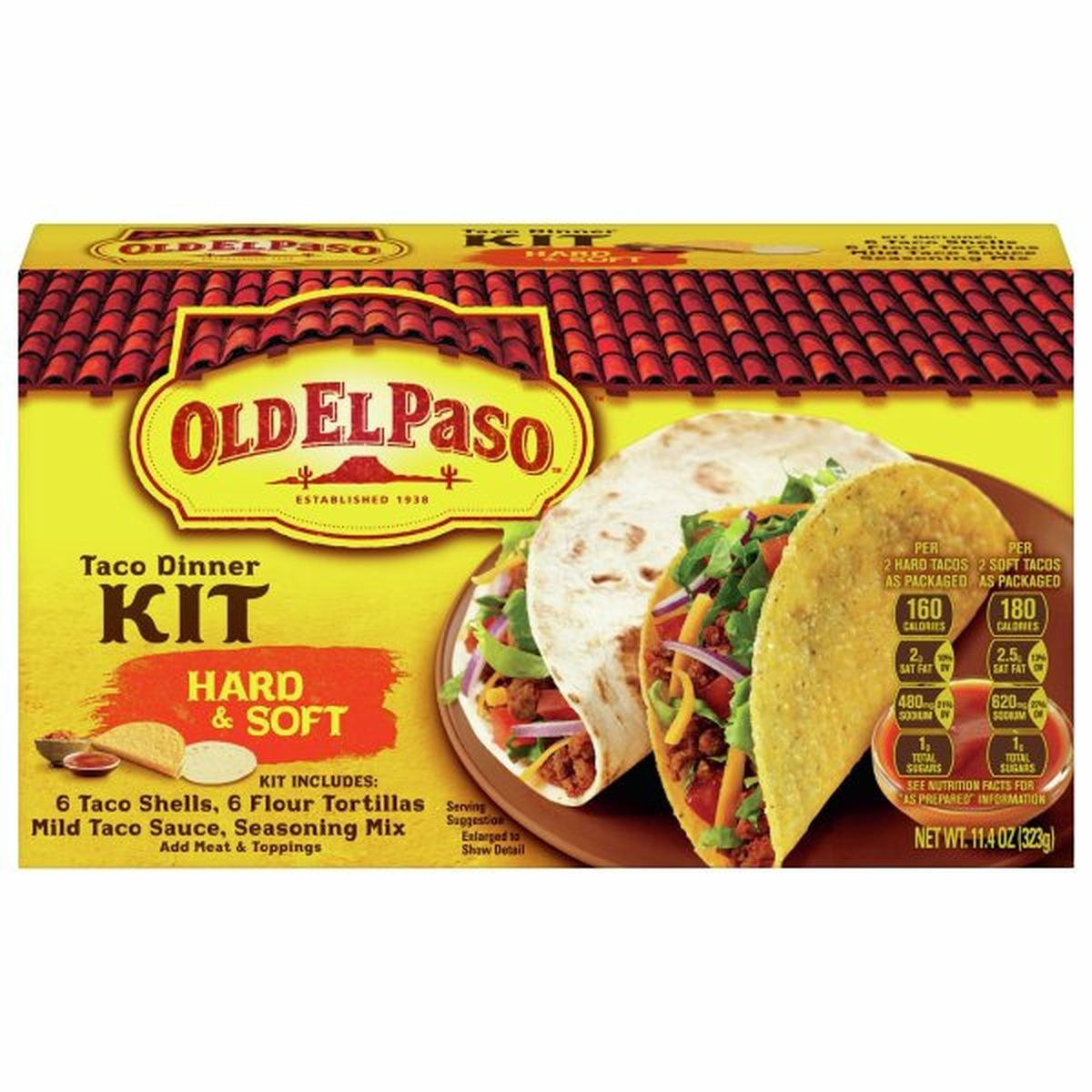 Calories in Old El Paso Taco Dinner Kit, Hard & Soft