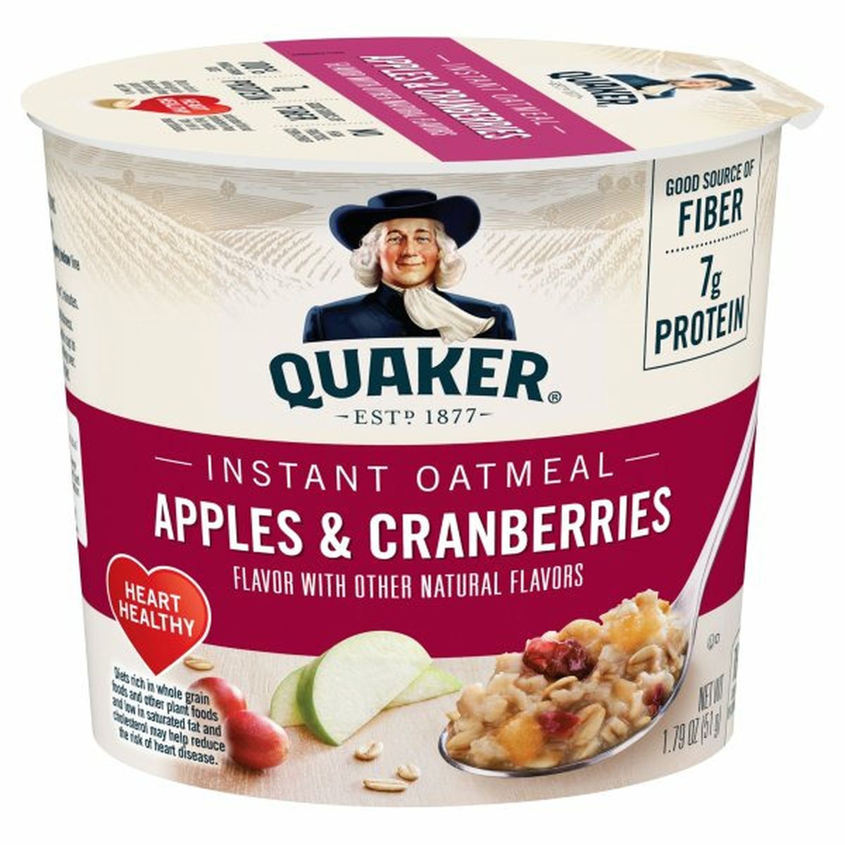 Calories in Quaker Instant Oatmeal Instant Oats Hot Cereal, Apple Cranberry