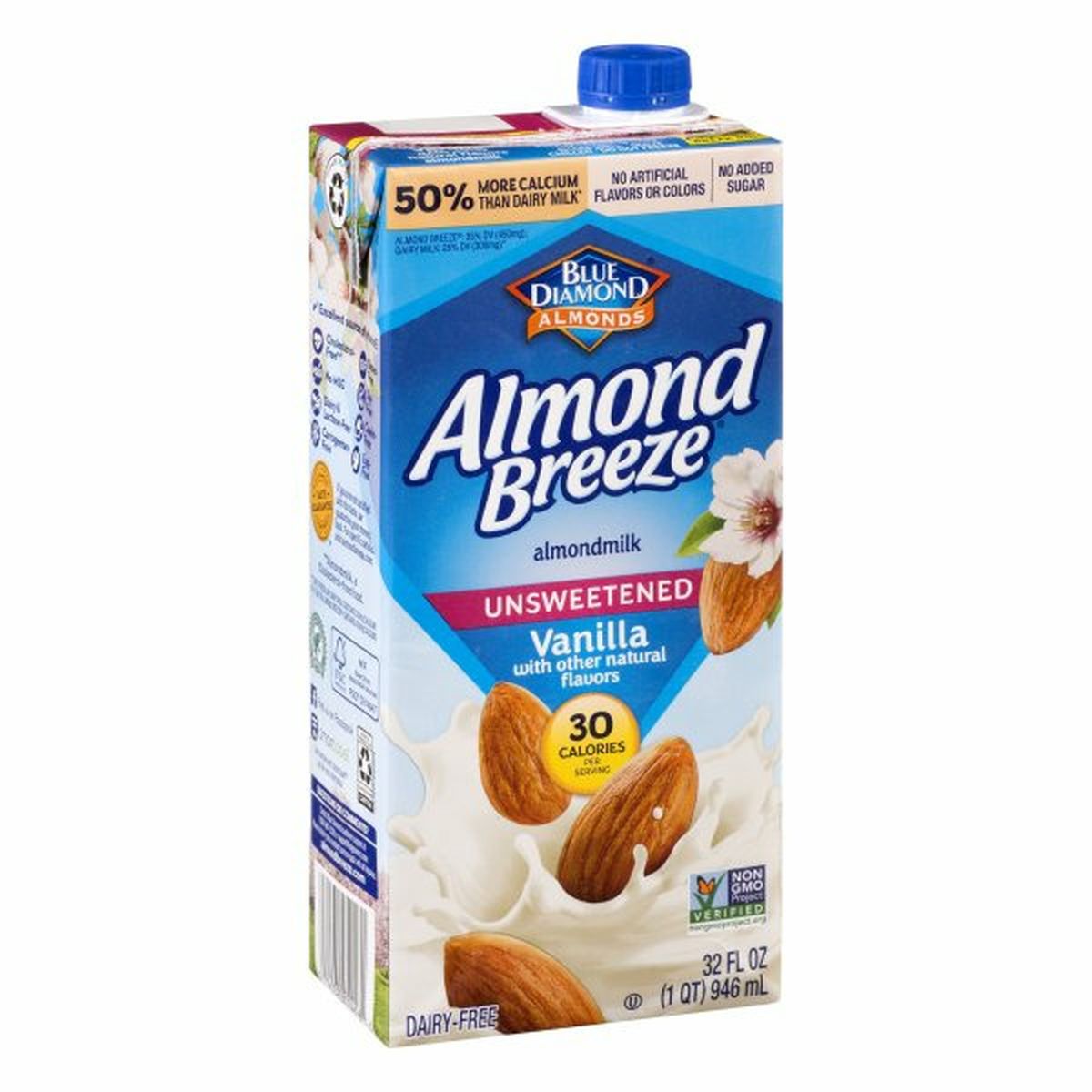 Calories in Blue Diamond Almondmilk, Vanilla, Unsweetened