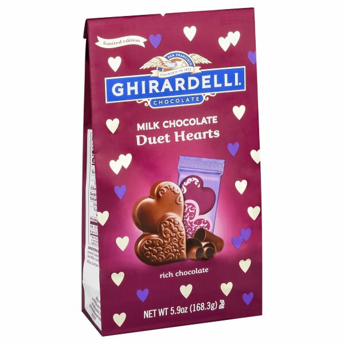 Calories in Ghirardelli Milk Chocolate, Duet Hearts