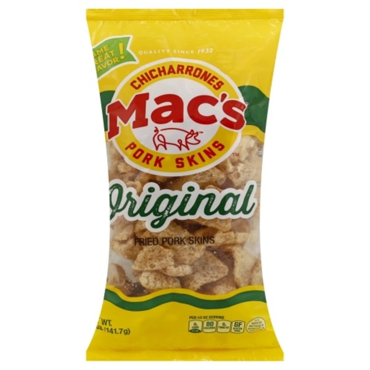 Calories in Macs Pork Skins, Fried, Original