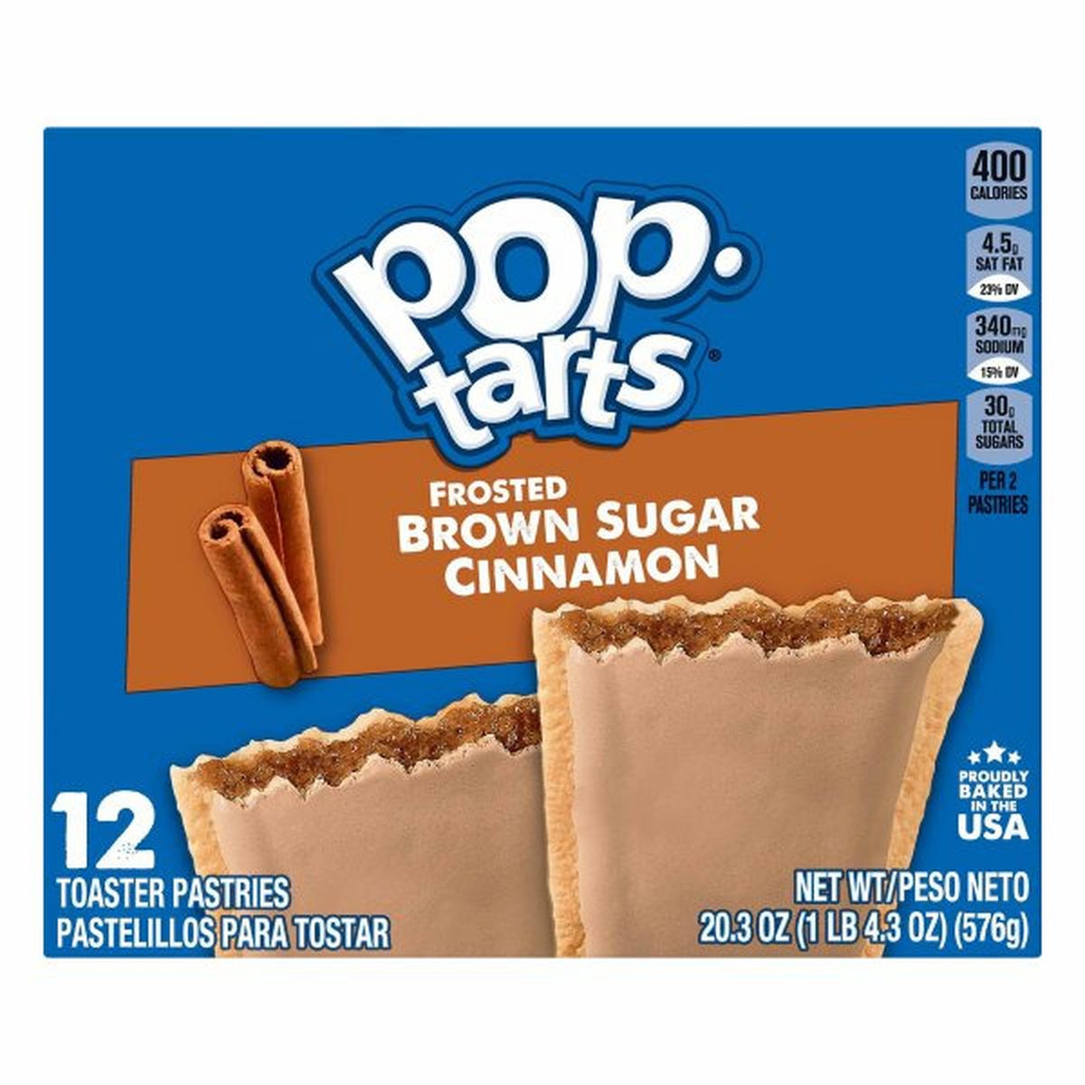 Calories in Kellogg's Pop-Tarts Toaster Pastries, Frosted, Brown Sugar Cinnamon