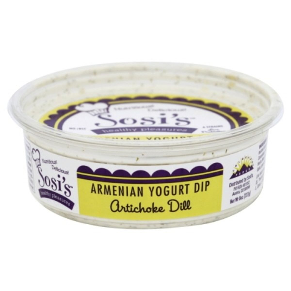 Calories in Sosi's Healthy Pleasures Yogurt Dip, Armenian, Artichoke Dill