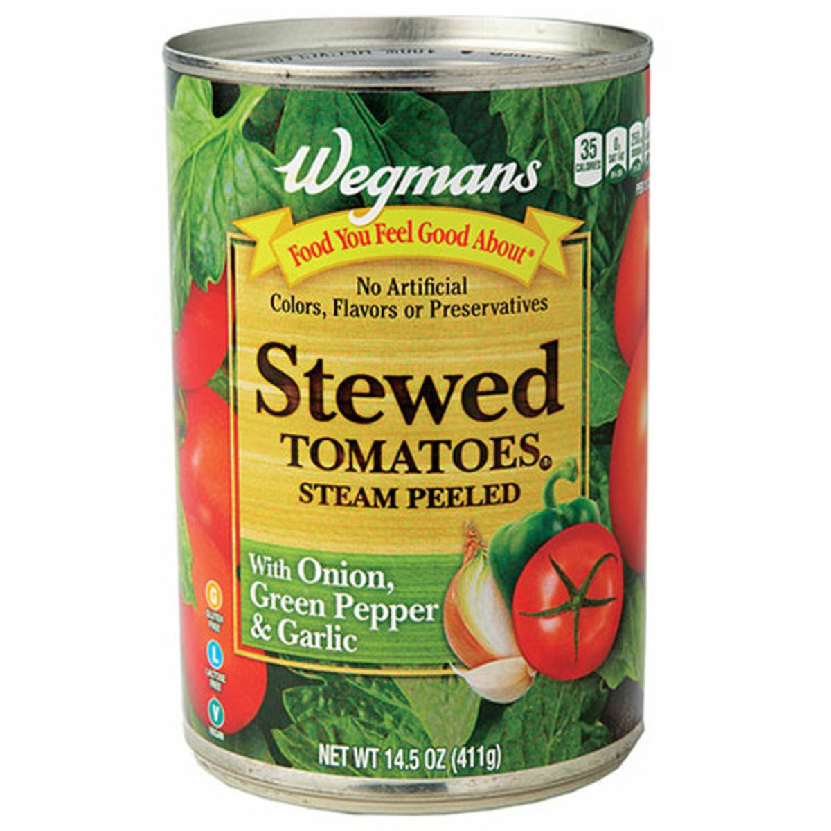 Calories in Wegmans Stewed Tomatoes with Onion, Green Pepper, & Garlic