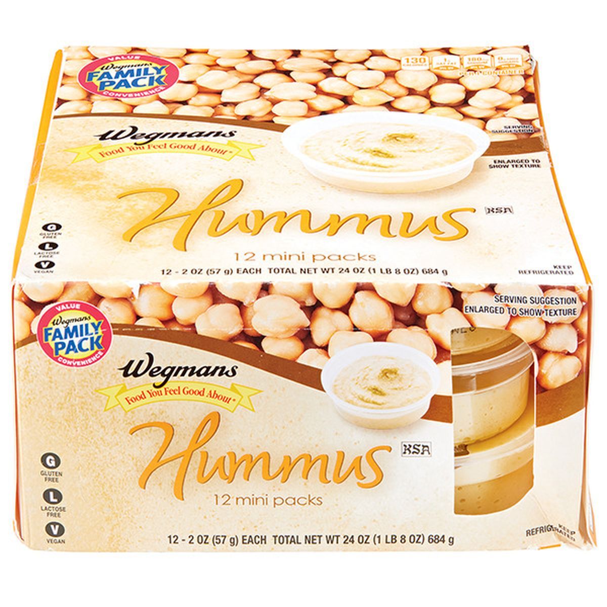 Calories in Wegmans Original Mini Hummus Cups, 12 Pack, FAMILY PACK
