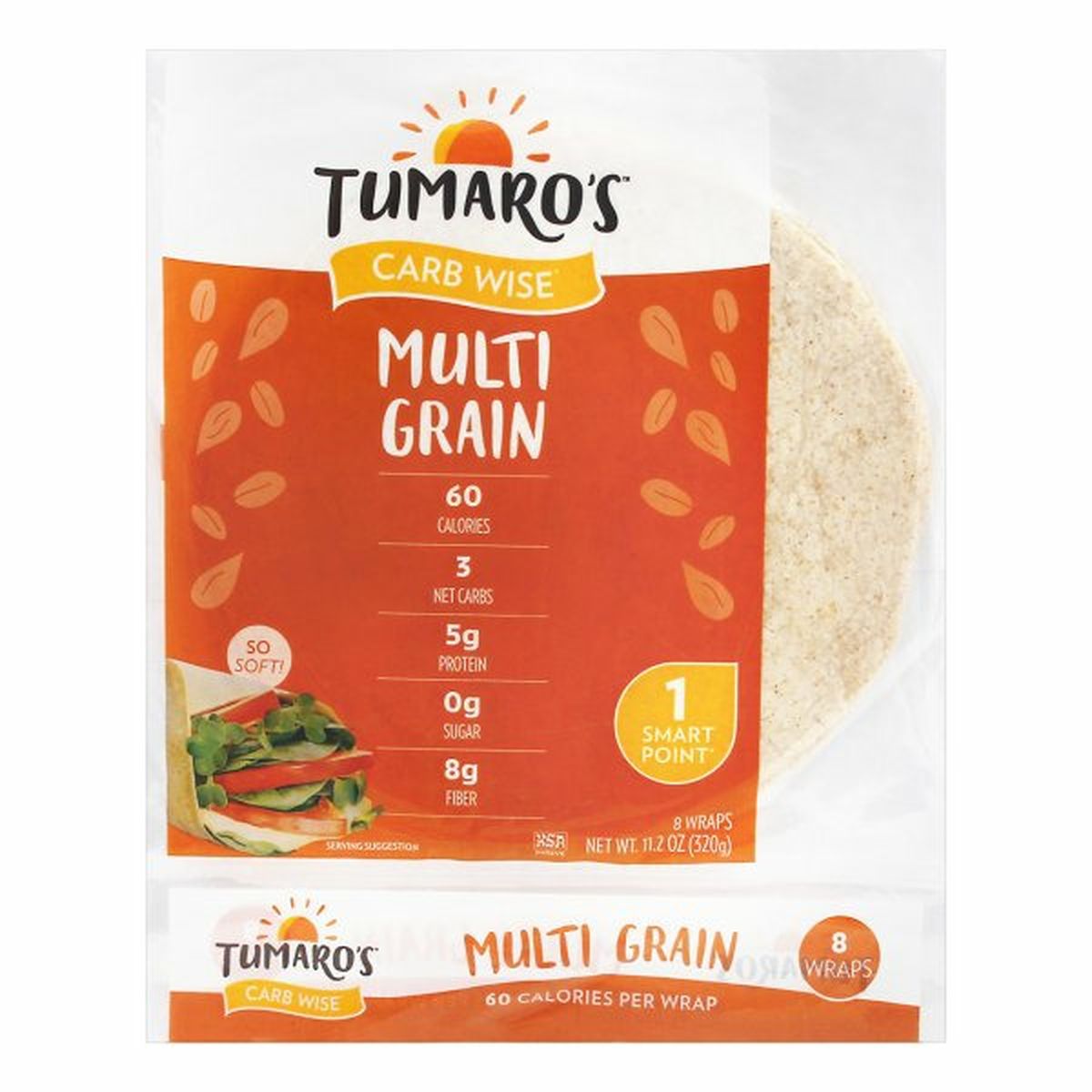 Calories in Tumaro's Carb Wise Wraps, Multi Grain