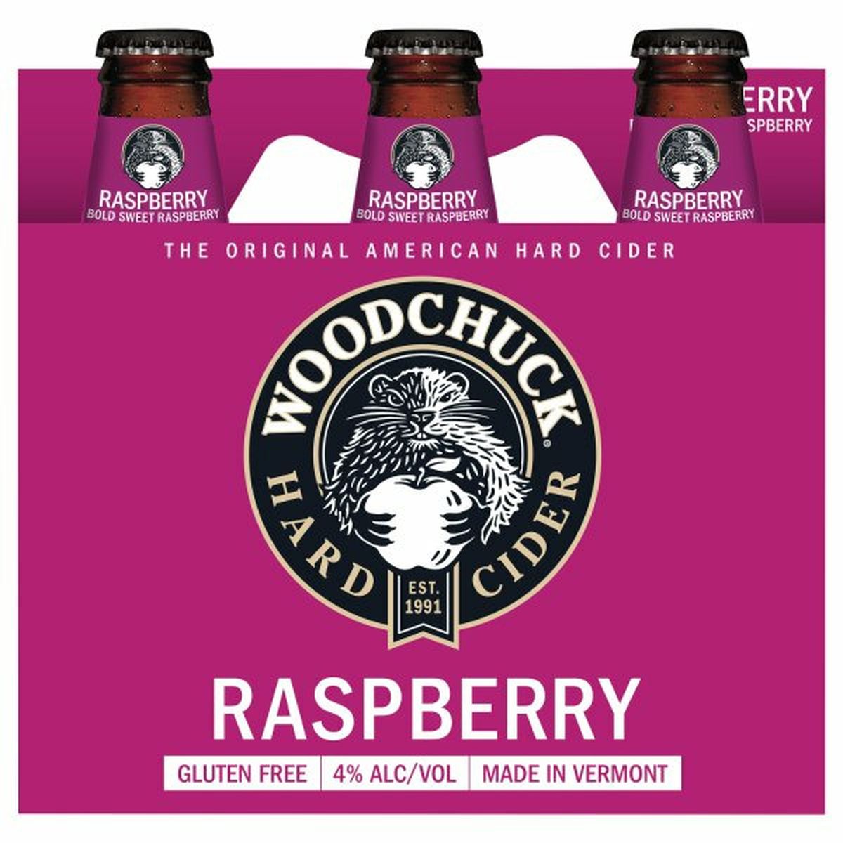 Calories in Woodchuck Hard Cider, Raspberry 6/12 oz bottles