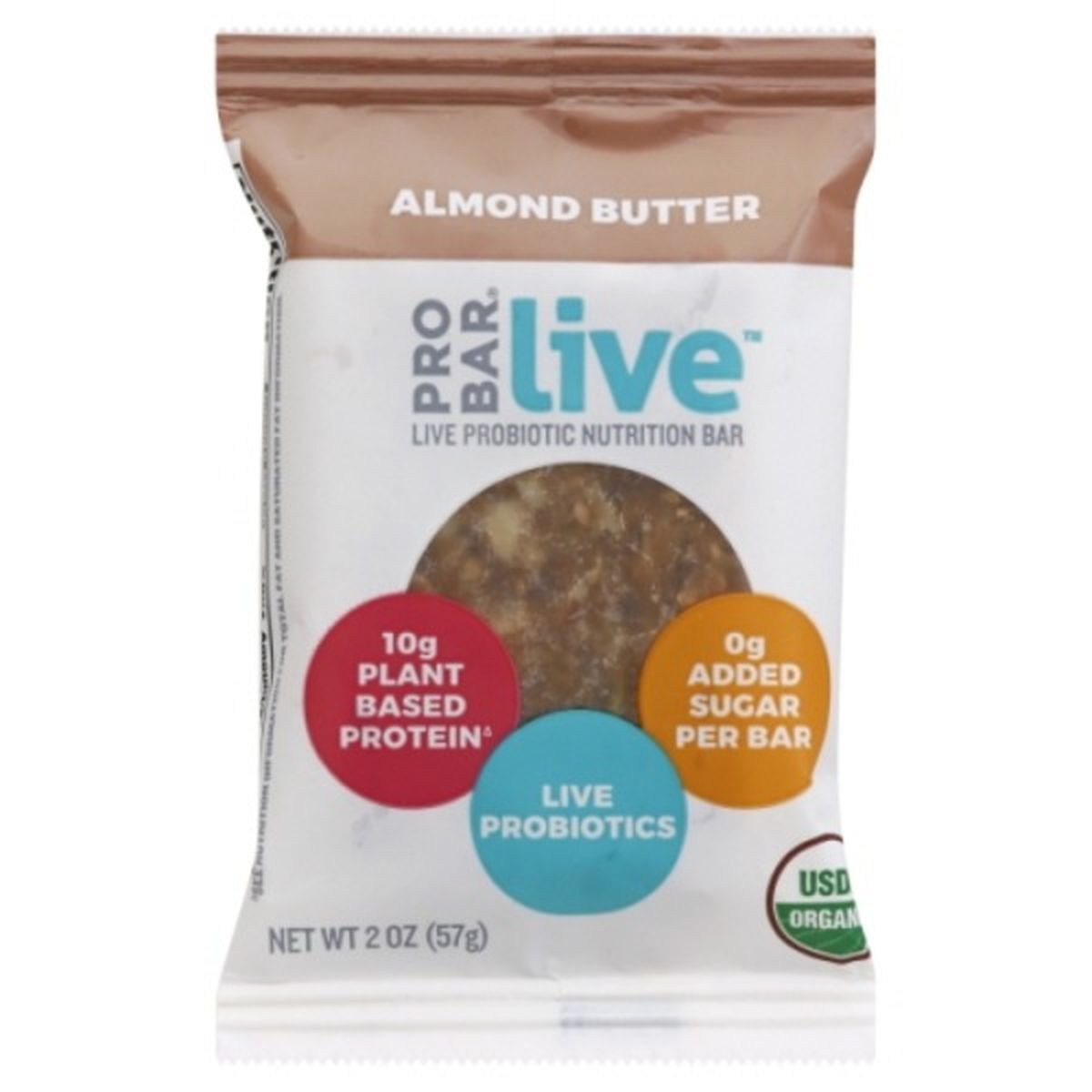 Calories in PROBAR Live Nutrition Bar, Live Probiotic, Almond Butter